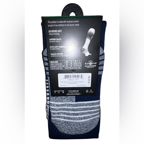 Adidas Team Speed OTC Soccer Socks 1 Pair Youth 13C-4Y Navy Blue White Logo NEW! - Picture 3 of 11
